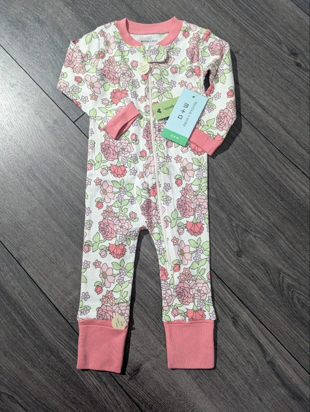 Monica And Andy GOTS Certified Organic Cotton Floral Footless Pajamas